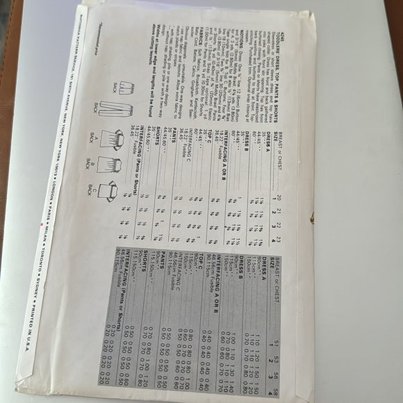 Butterick size 2 sailor sewing pattern for boys and girls vintage uncut NEW - Picture 2 of 5